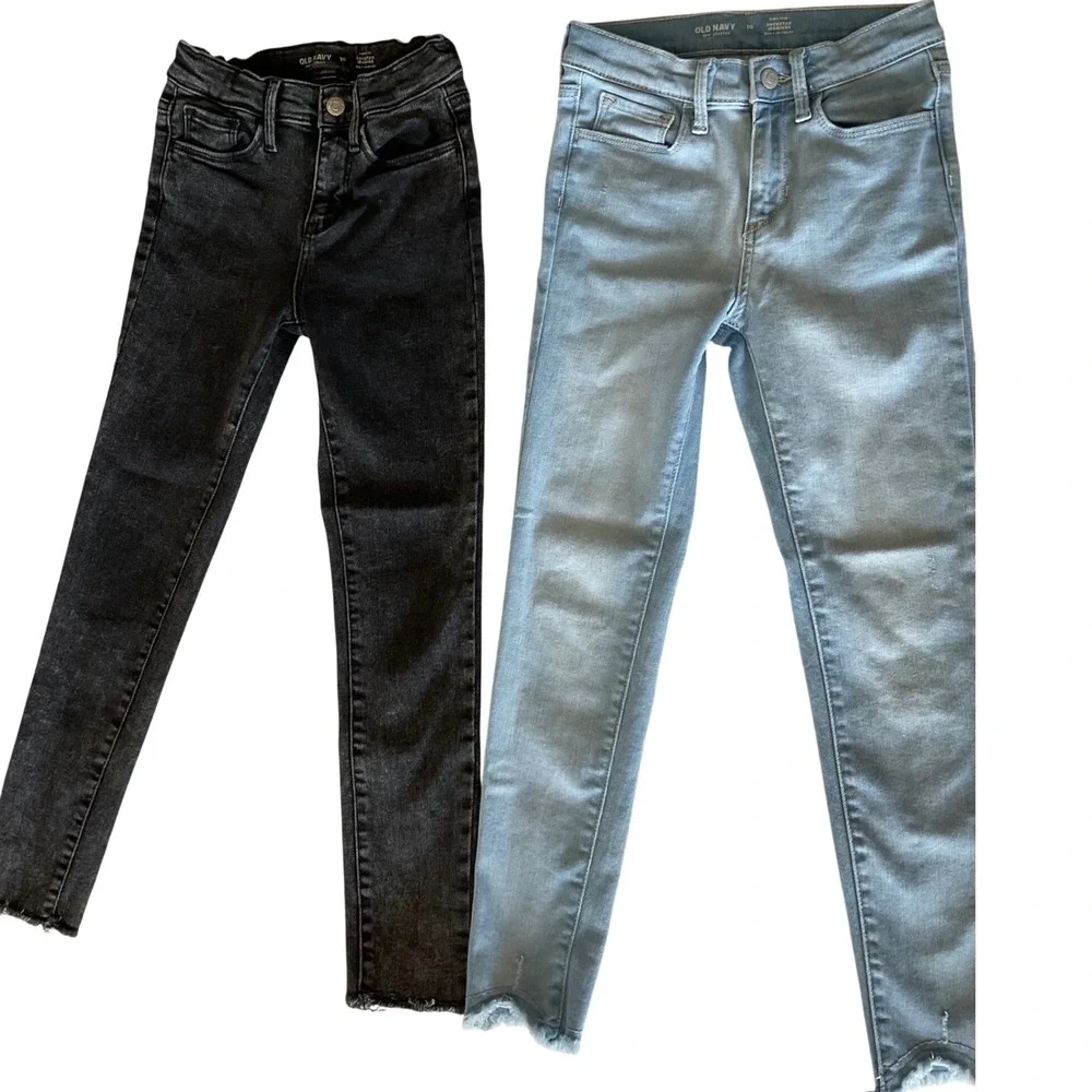 Old Navy Kids Girls Jeans 2 Pack Rockstar Skinny Light‎ Blue Black Size 10